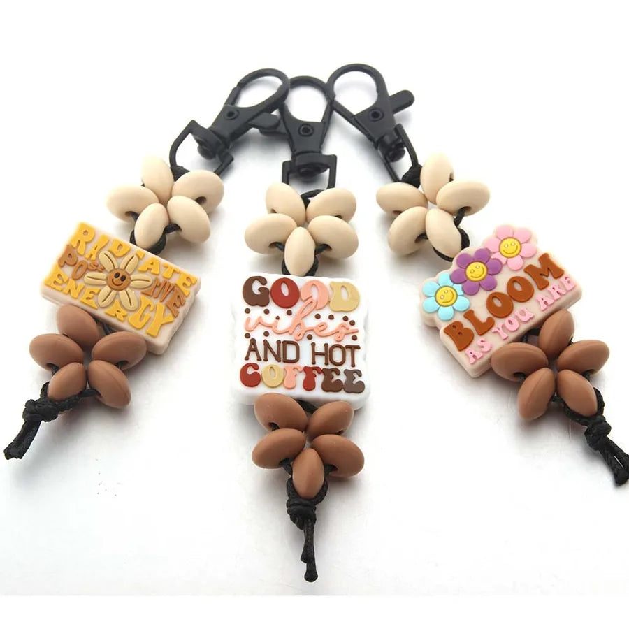 Cute Letter Flower Silica Gel Unisex Keychain