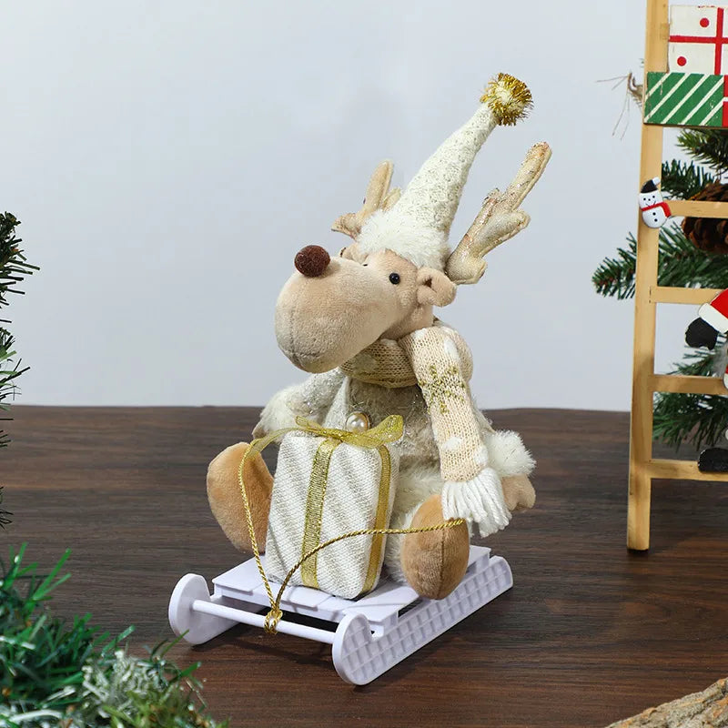 Christmas Decorations Knitted Foam Dolls Snowman Skiing Santa Claus Window Display Ornaments Festive Country New Style