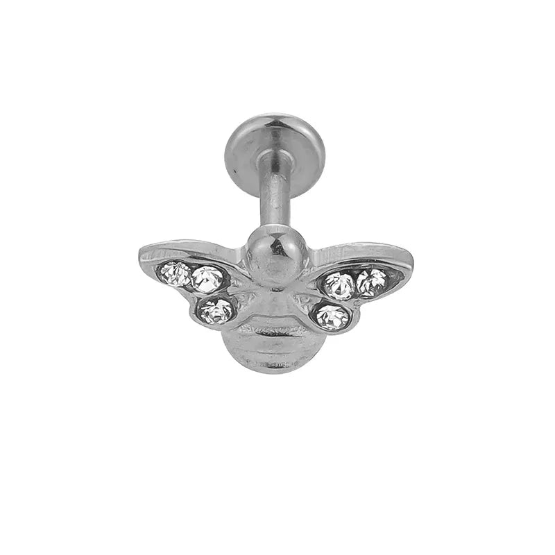 1 Piece Lip Rings Casual Simple Style Geometric Bee 316L Stainless Steel  Polishing Plating Zircon 18K Gold Plated Lip Rings Ear Cartilage Rings & Studs Nose Rings & Studs