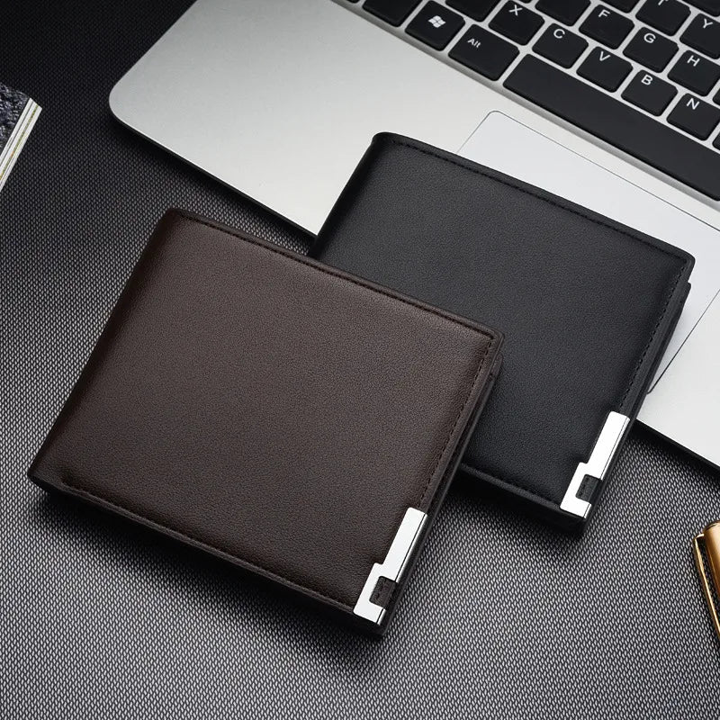 men's solid color pu leather open wallets