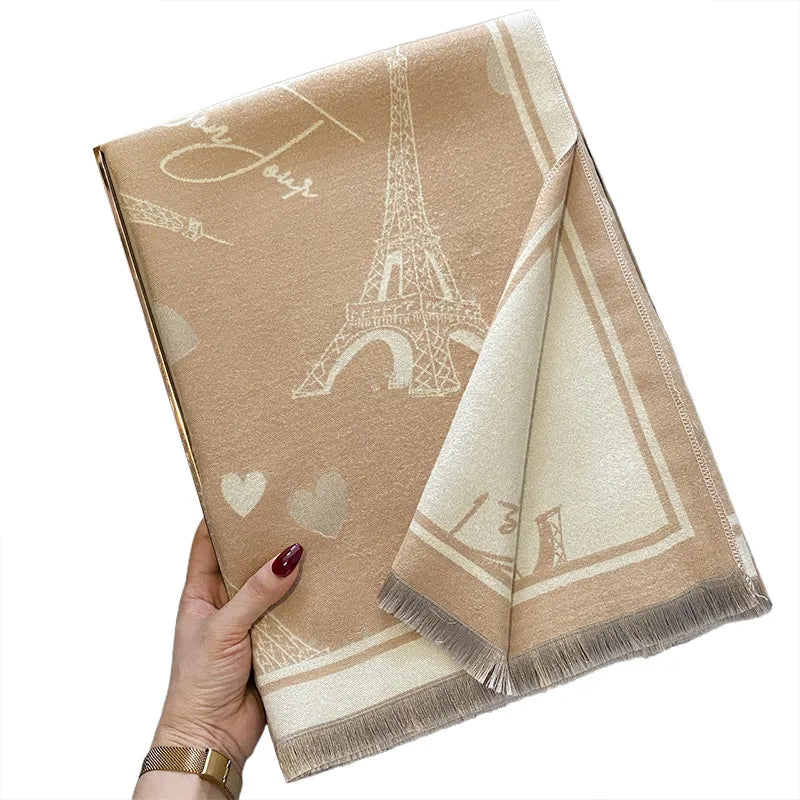women's streetwear heart shape imitation cashmere tassel scarf