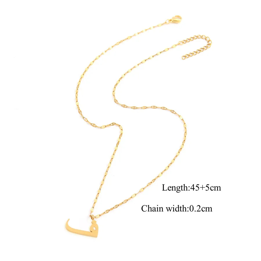 Wholesale Jewelry Casual Simple Style Arabic Letters 201 Stainless Steel 304 Stainless Steel Lip Chain Pendant Necklace