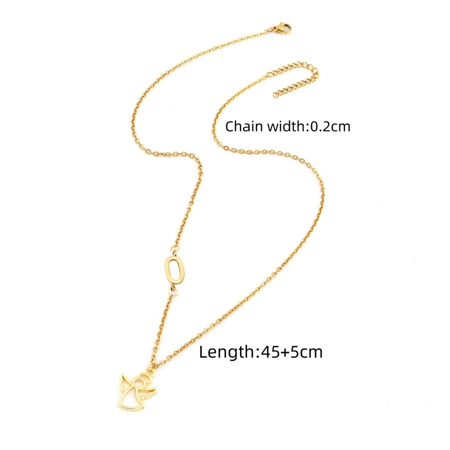 Wholesale Jewelry Elegant Simple Style Classic Style Angel Letter 201 Stainless Steel 304 Stainless Steel Copper cable chain Pendant Necklace