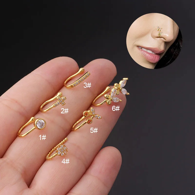 Nose Rings & Studs Fashion Butterfly Copper Plating