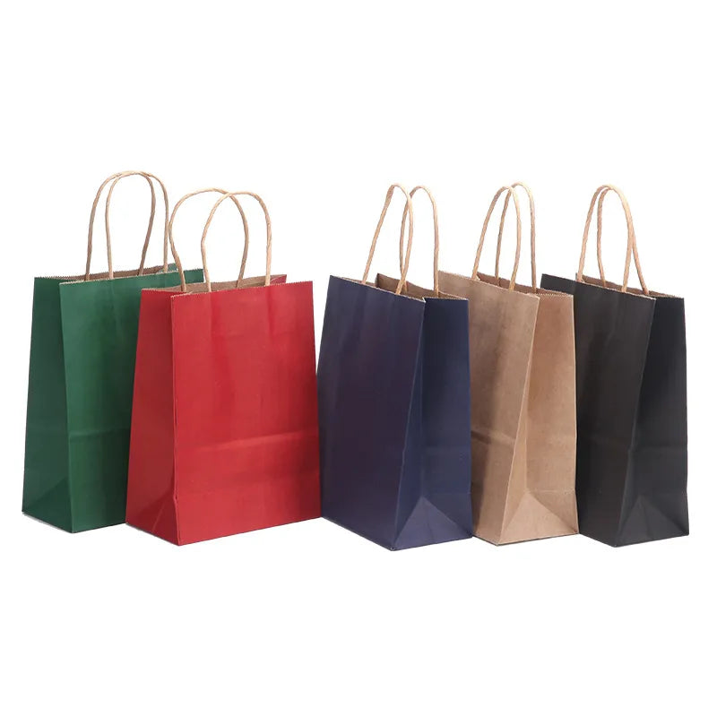 Hand-held paper bag spot Square bottom Kraft paper bag take-out packaging gift packaging bag color shopping bag