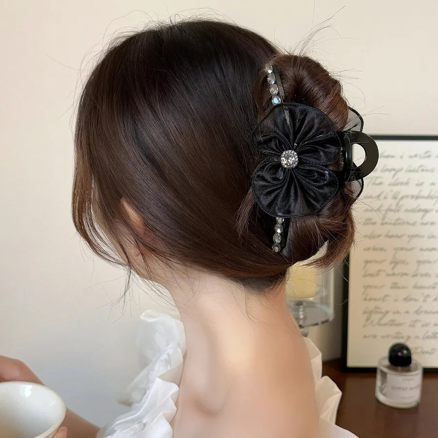 Large Black Lace Mesh Hair Clip New Style Half Updo Hair Accessories For Women Shark Clamp Princess Runaway Hair Clip