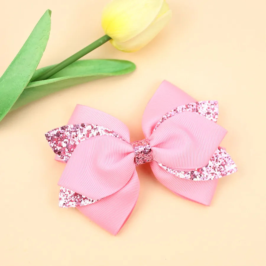 Europe and the United States new double-layer children's glitter film bow hair accessories girls hair clips cute girls hair accessories