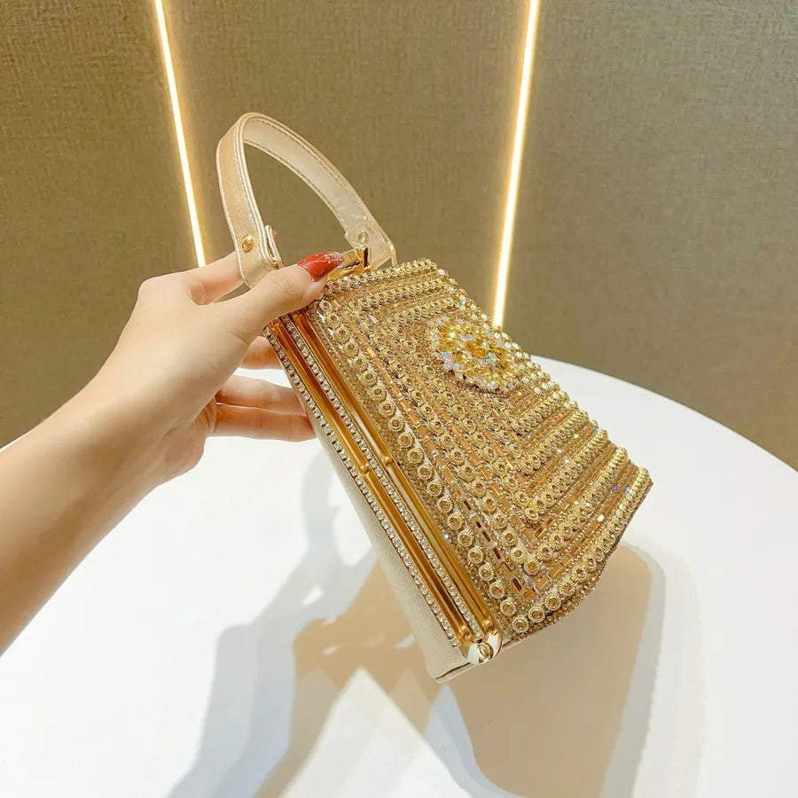 New Evening Bag Diamond Embellished Cheongsam Shoulder Crossbody Phone Bag For Dinner Party Sparkling Single Strap Handbag