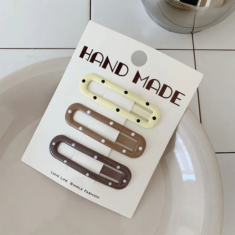 Polka Dot BB Clip Metal Star Hair Accessories Women Basic Versatile Mermaid Color Series Coffee Brown Drip Oil Color Hair Clips