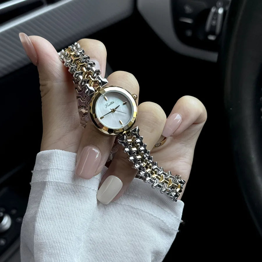 Retro Color Block Solid Color Jewelry Buckle Quartz Watch Women's Watches