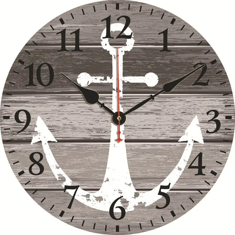 silent wall clock retro wood ocean clock wall sticker simple wall clock retro explosion hanging clock