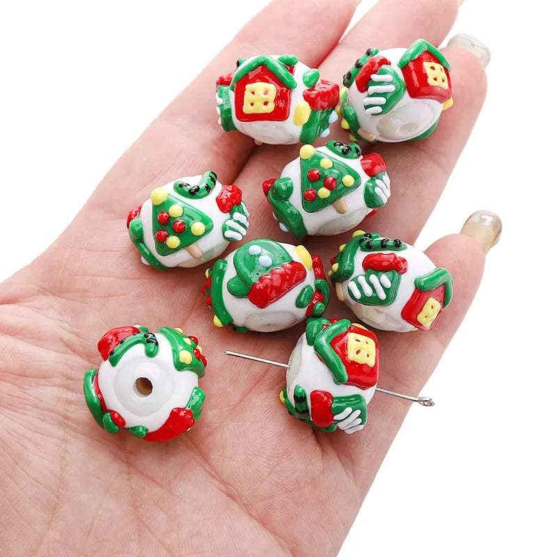 Acrylic Christmas Hand-Painted Gingerbread Man Cartoon Bead Pendant Handmade DIY Beaded Bracelet Phone Chain Accessories