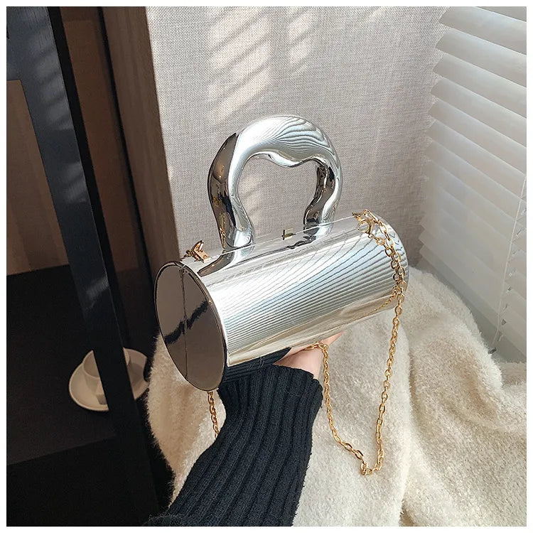 women's arylic solid color streetwear cylindrical lock clasp handbag