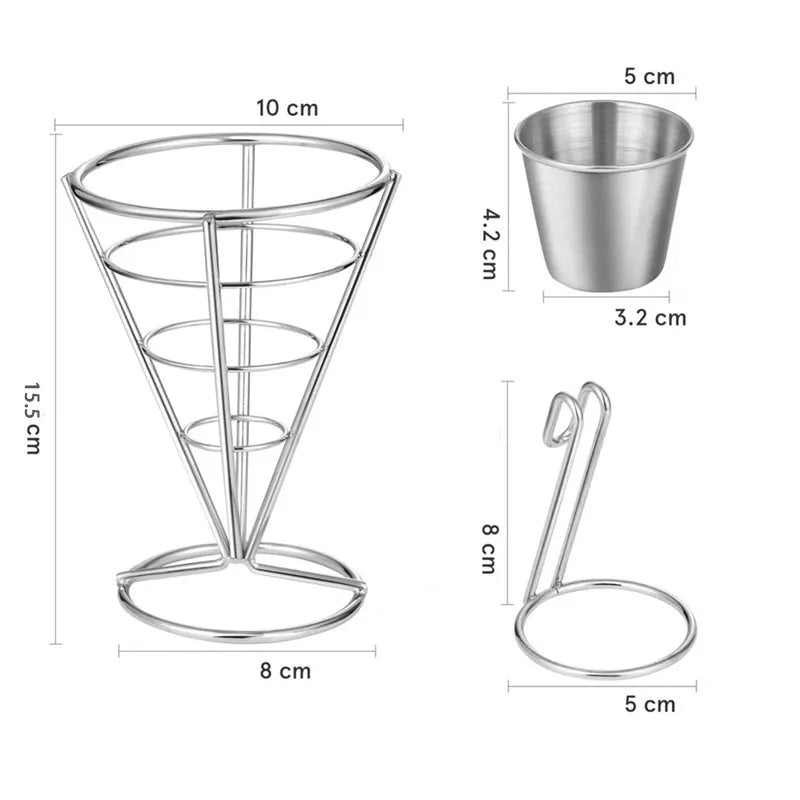 New creative tableware black four-piece four-head snack rack red four-head French fries rack stainless steel French fries rack