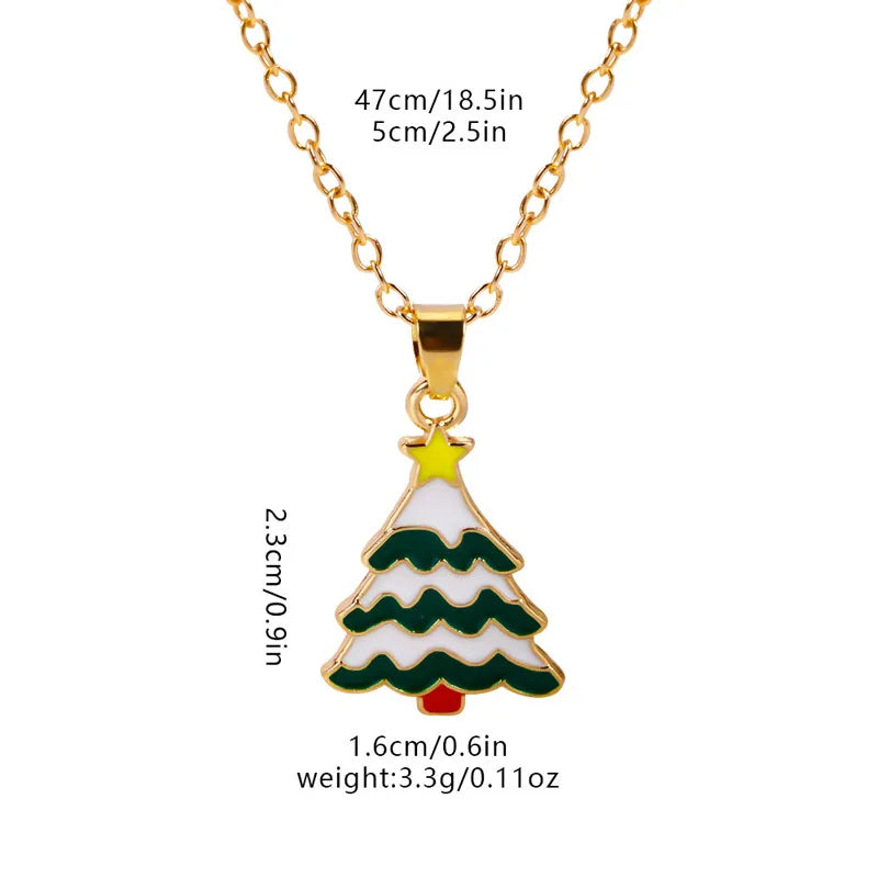 Christmas Elements Deer Santa Claus Alloy Pendant Necklace Christmas Socks Drop Oil Bell Pendant Best Friend Jewelry