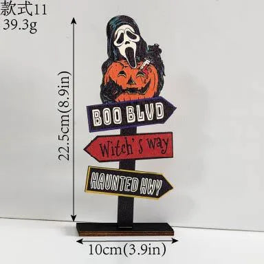 Wooden Halloween Decorations Ghost Festival Props Pumpkin Sprite Letter Wooden Ornaments Ghost Wooden Display Stand