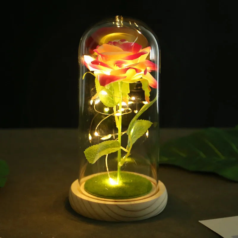 Romantic Rose Plastic Wood Glass Artificial flowers