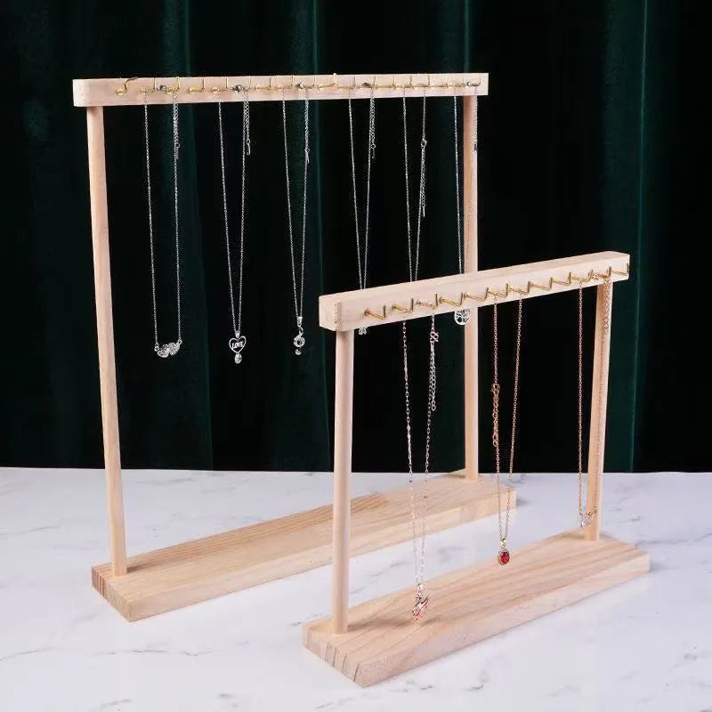 Large Size Solid Wood Necklace Display Stand Sweater Chain Hook Bracelet Jewelry Hanging Rack Elegant Novelty Design Wood Jewelry Holder
