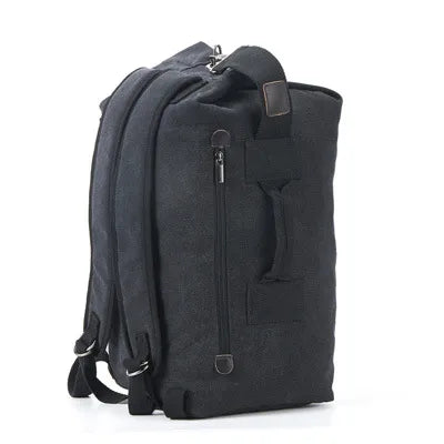 Unisex Solid Color Canvas Zipper Functional Backpack Hiking Backpack