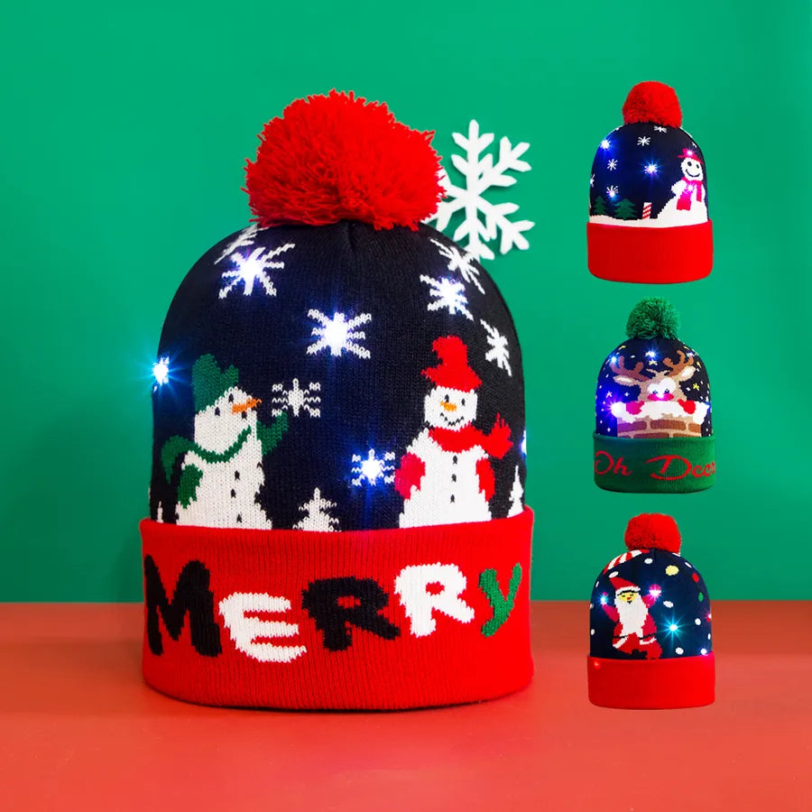 Unisex Casual Cute Santa Claus Snowman Eaveless Wool Cap