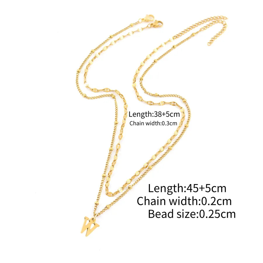 Wholesale Jewelry Simple Style Classic Style letter 201 Stainless Steel 304 Stainless Steel Side Clip Bead Necklace Lip Chain Pendant Necklace