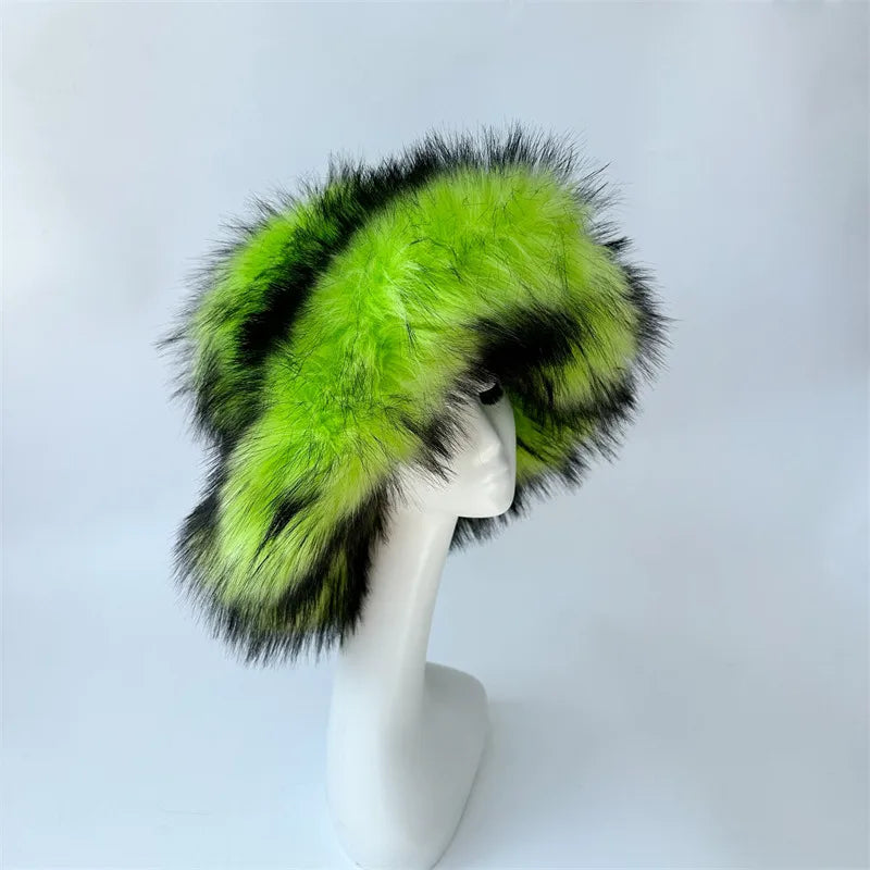 women's lady punk color block big eaves felt hat