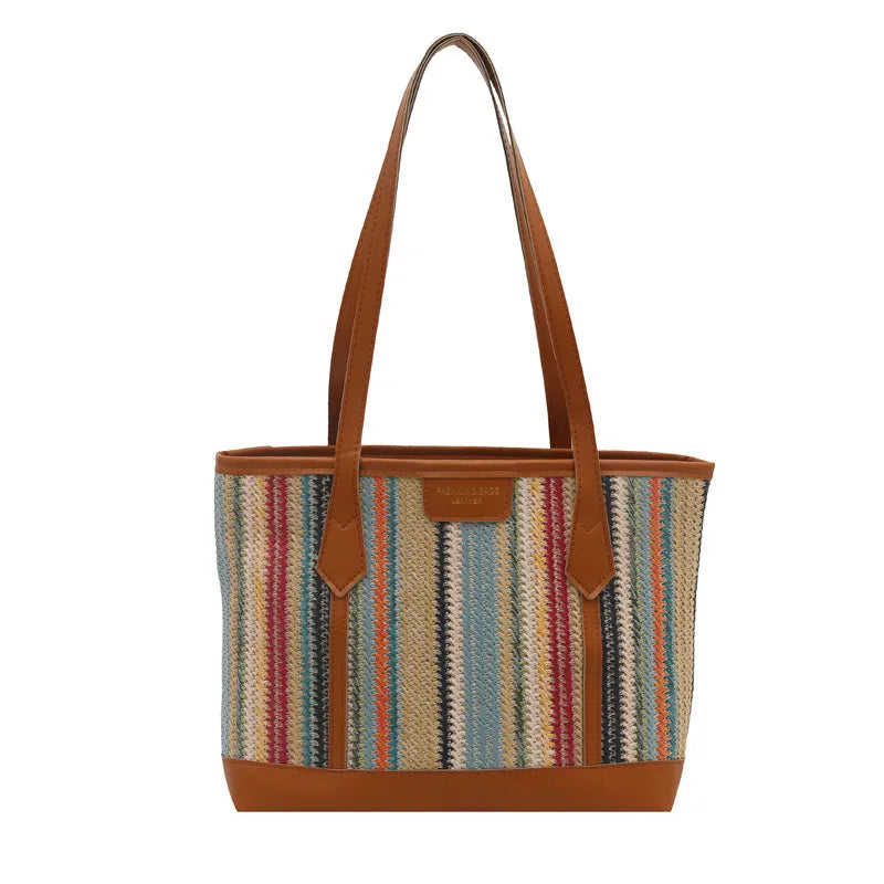 Straw Woven Large-Capacity Fashion Handbag  Summer New Woven Vegetable Basket This Year's Popular Western Style Tote Bag