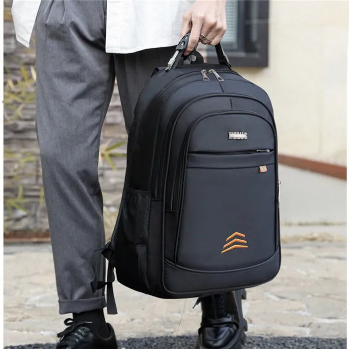 Men's Solid Color Oxford Cloth Zipper Fashion Backpack School Backpack