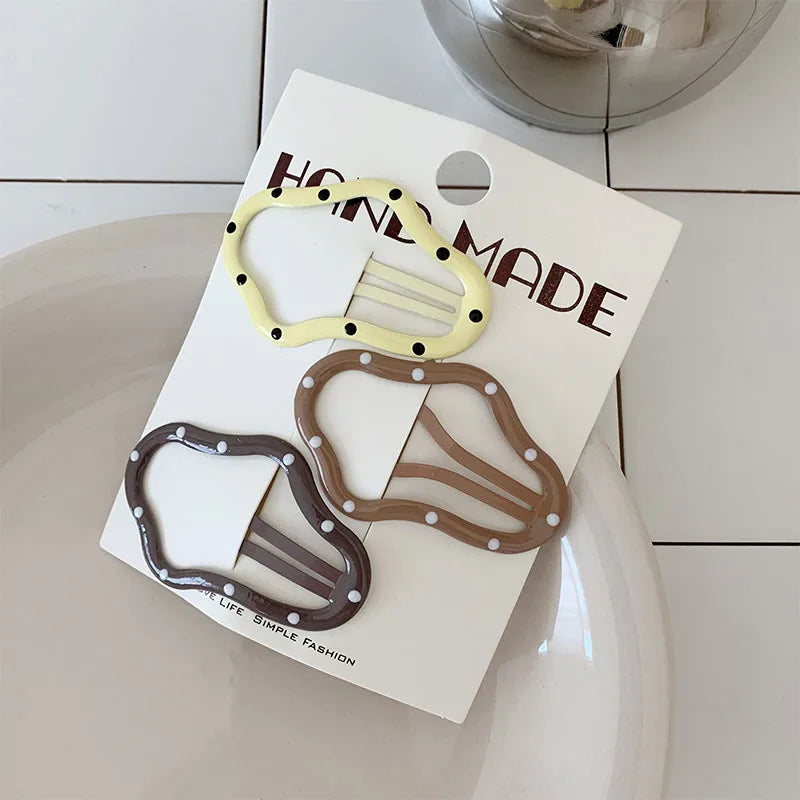 Polka Dot BB Clip Metal Star Hair Accessories Women Basic Versatile Mermaid Color Series Coffee Brown Drip Oil Color Hair Clips