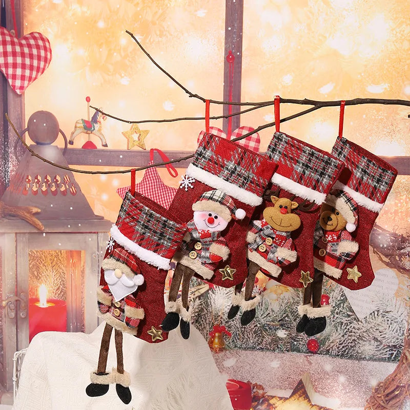 christmas retro santa claus snowman elk cloth party christmas socks