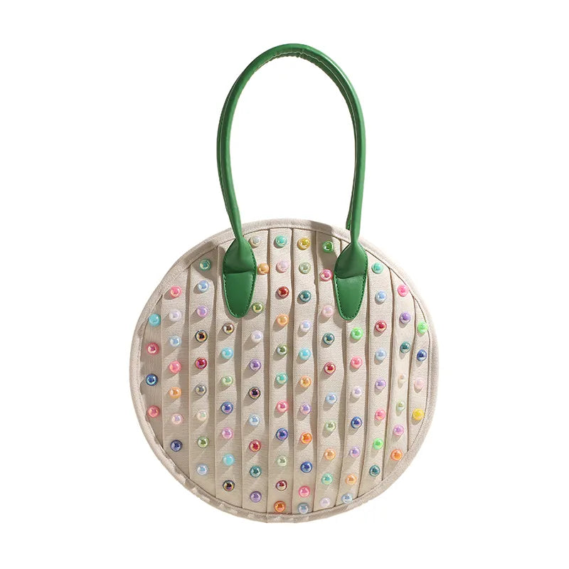 Women's Canvas Solid Color Classic Style Sewing Thread Magnetic Buckle Shoulder Bag