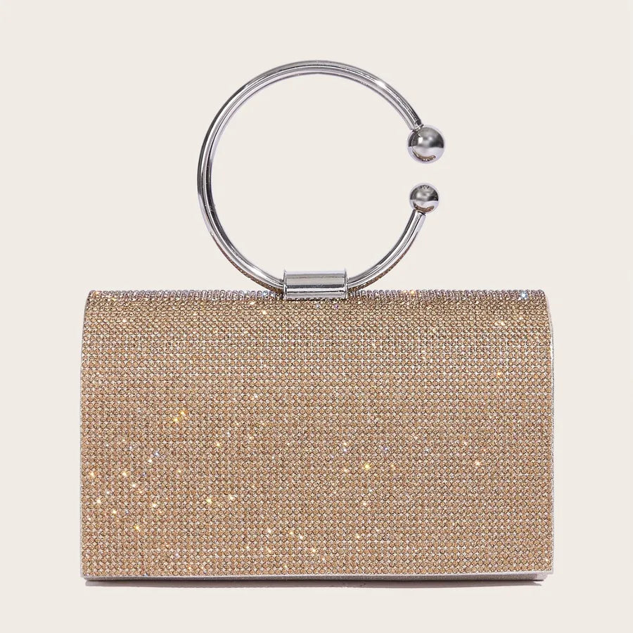Silver Gold Leopard Print Silver Pu Leather Solid Color Square Evening Bags