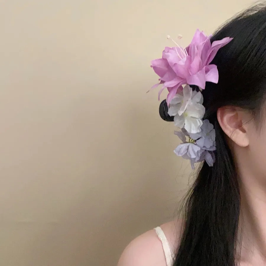 Super Fairy Artificial Flower Butterfly Flower Tassel Grip Female Sweet Style Unique and Exquisite Barrettes Ins All-Match Hair Accessories Fashion