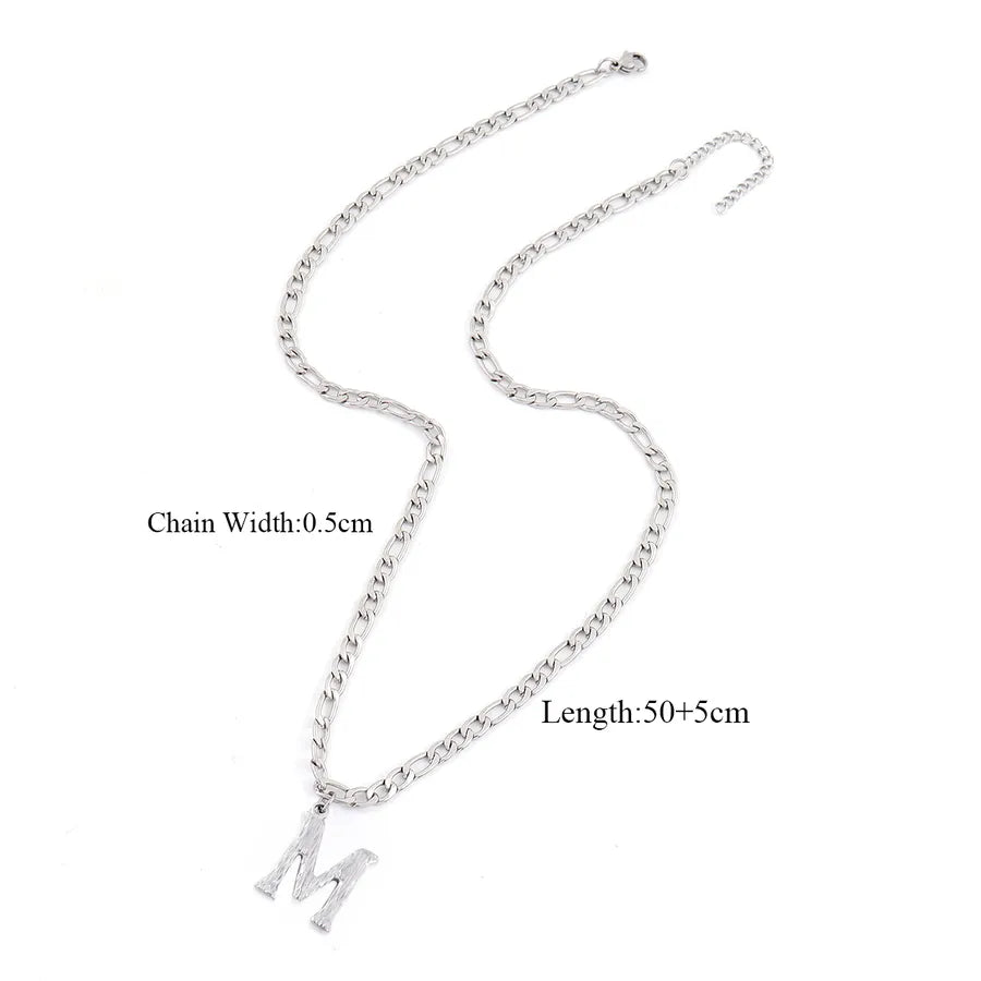 Wholesale Jewelry Retro Simple Style Letter 201 Stainless Steel 304 Stainless Steel Pendant Necklace figaro chain