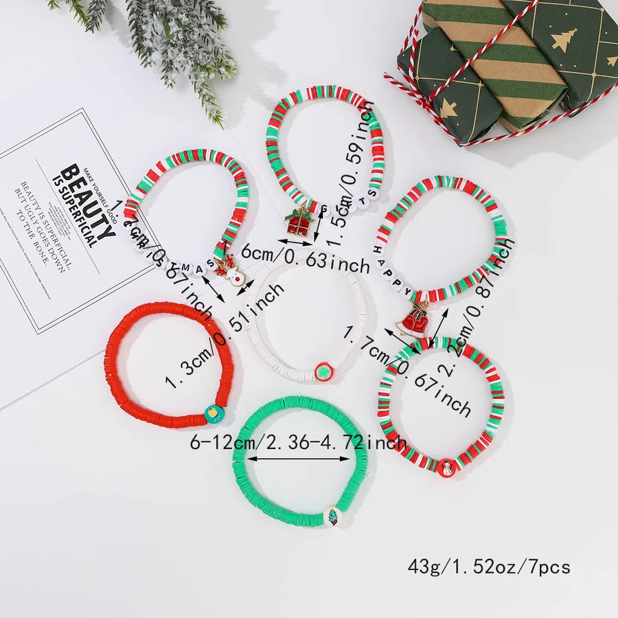 Sweet Christmas Tree Letter Snowman soft clay Beaded Bracelets Christmas Wholesale