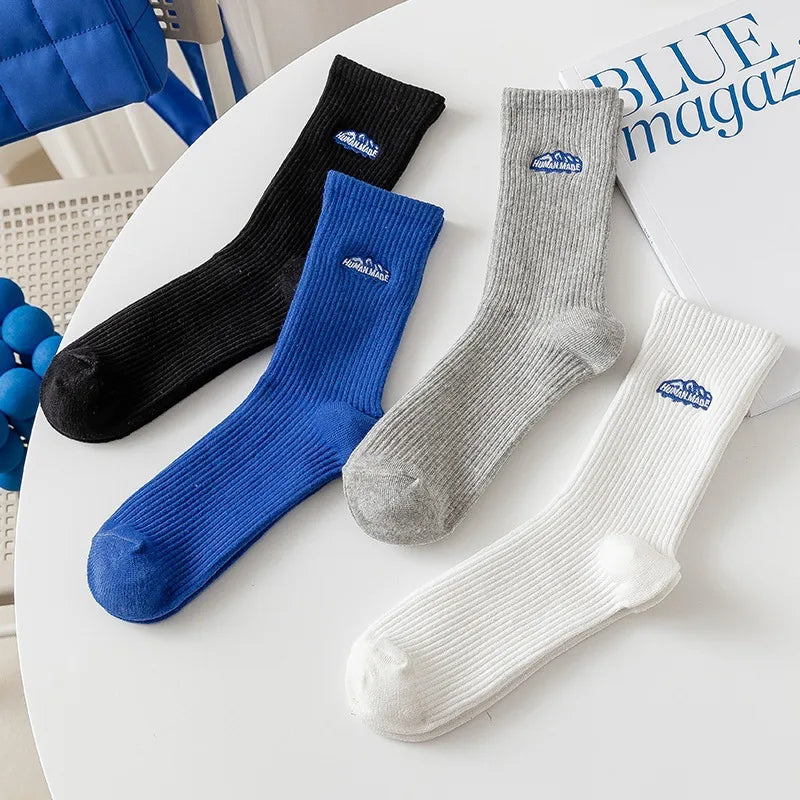 men's sports solid color cotton crew socks a pair