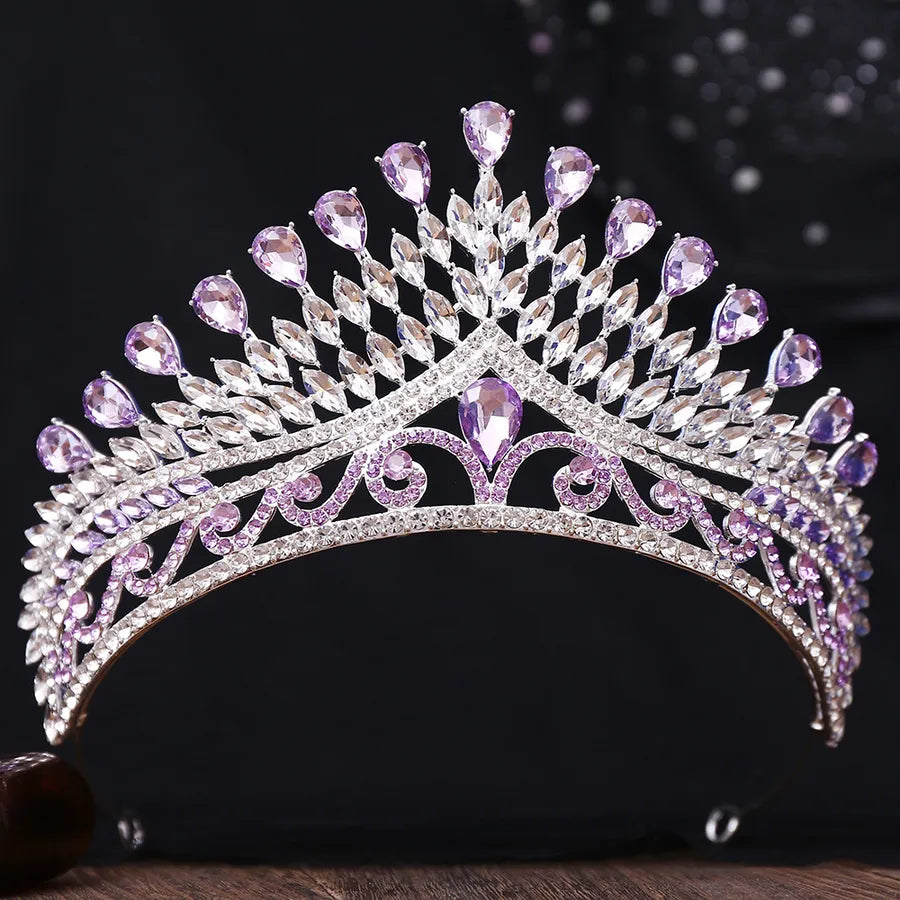 Luxurious  Bridal Crown Alloy Hairband Headwear Diamond Embedded Beauty Pageant Performance Wedding Dress