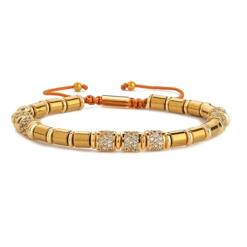 basic classic style geometric stone copper inlay zircon unisex bracelets