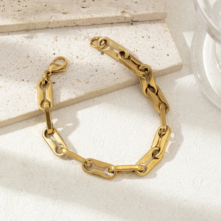 Simple Style Geometric 304 Stainless Steel O-shaped chain Bracelets In Bulk