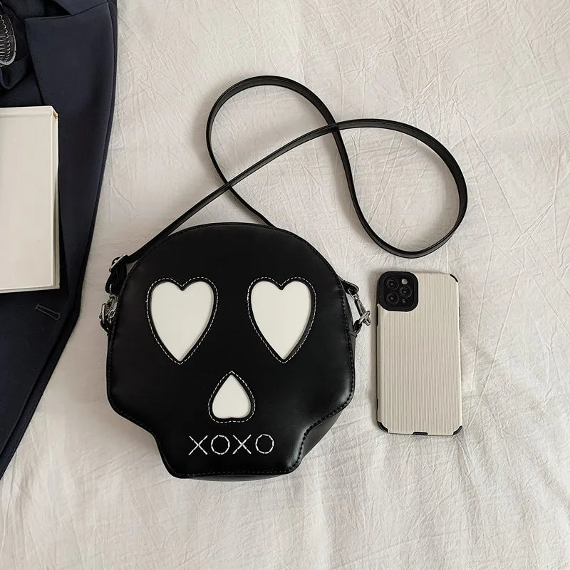 Large Capacity Skull Halloween Themed Women's Crossbody Bag Quirky Personality Single Shoulder Bag Casual Travel Nylon