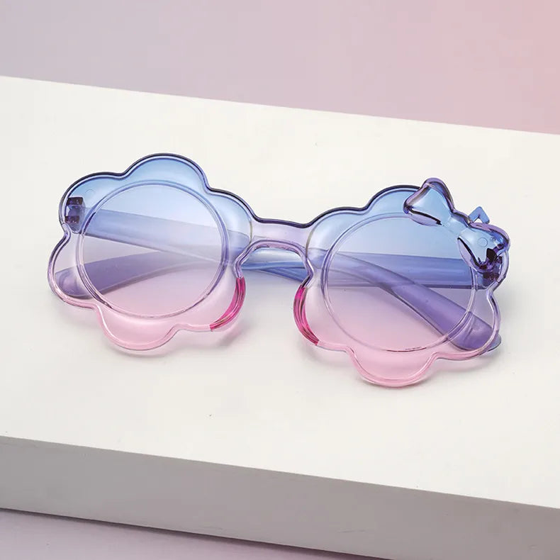 One-Piece Colorful Kidsren's Sunglasses Round Frame Kidsren's Bow Glasses Sun Protection Baby Sunflower Sunglasses