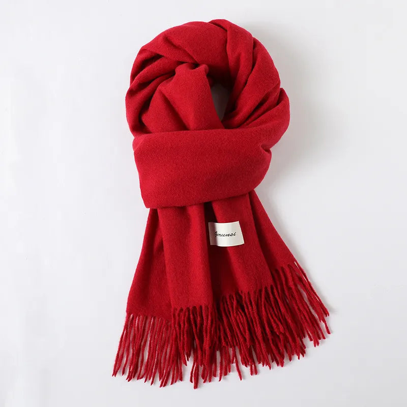 women's simple style solid color imitation cashmere scarf