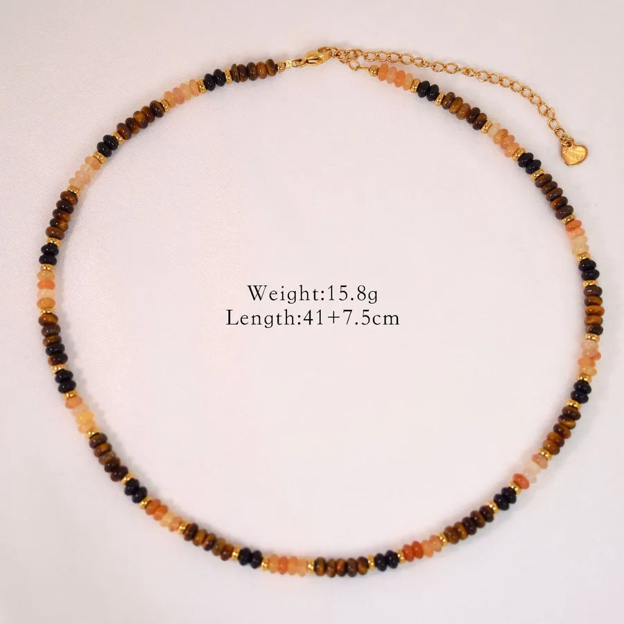 Simple Style Classic Style Round natural stone Titanium Steel Necklace In Bulk