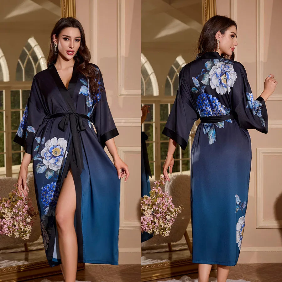 new satin chiffon ice silk light bathrobe multicolors