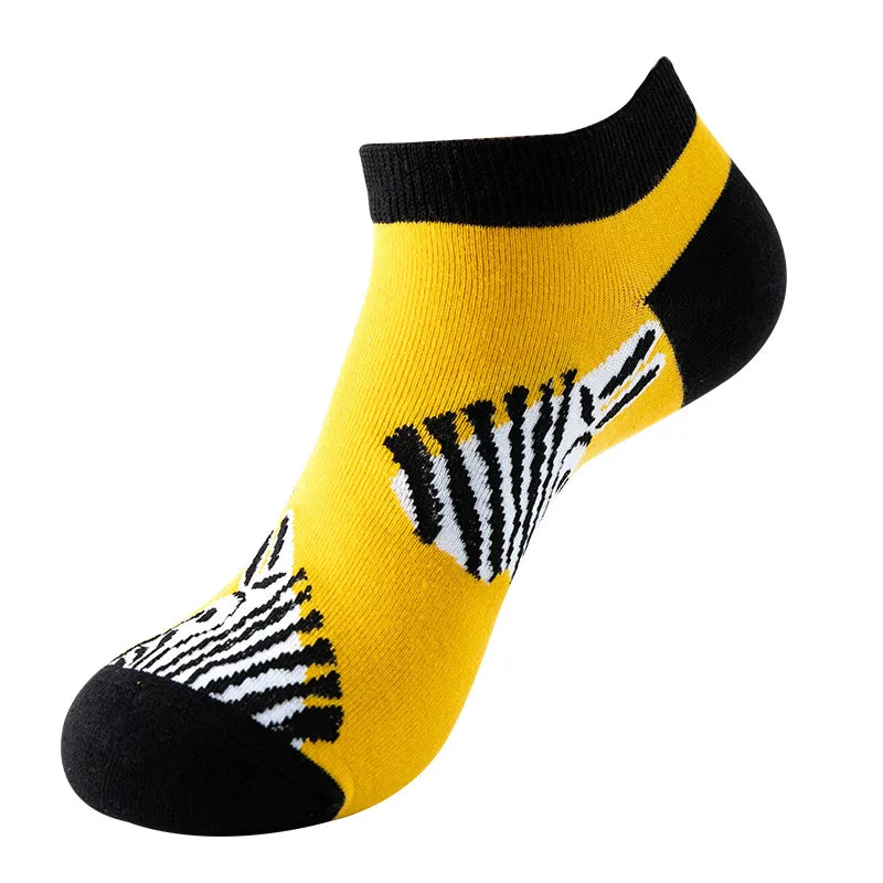 unisex sports cartoon stripe bird cotton jacquard crew socks 1 set
