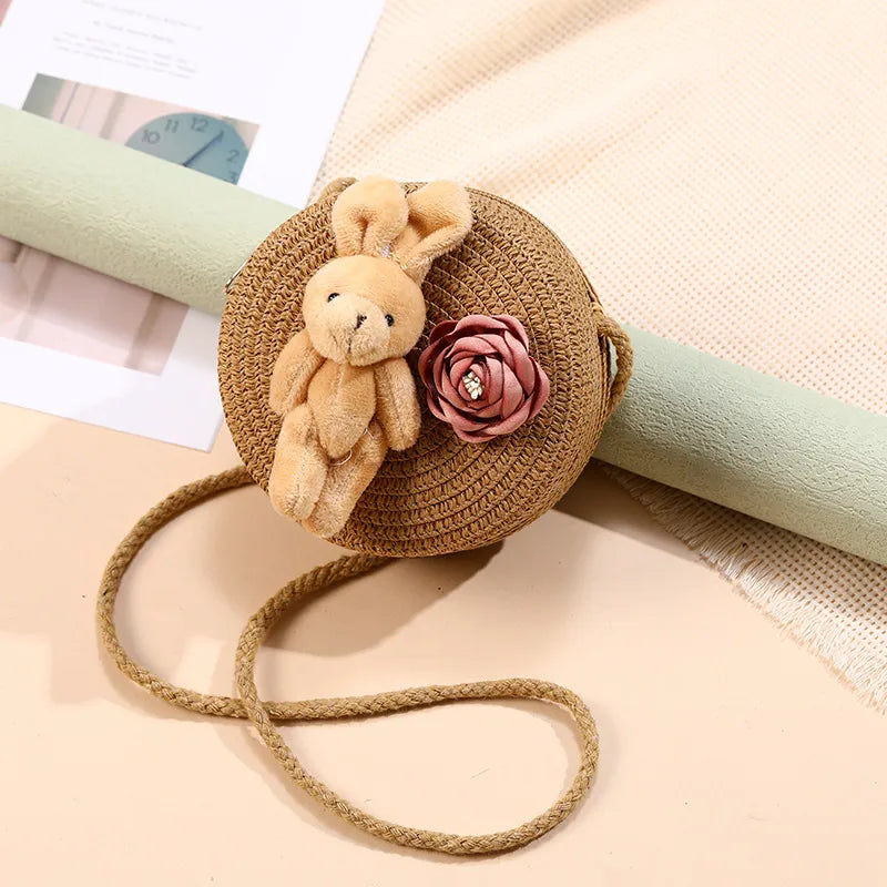 Straw Island Beach Woven Bag Women  New Popular Bag Seaside Straw Bag Cute Kid's Messenger Bag