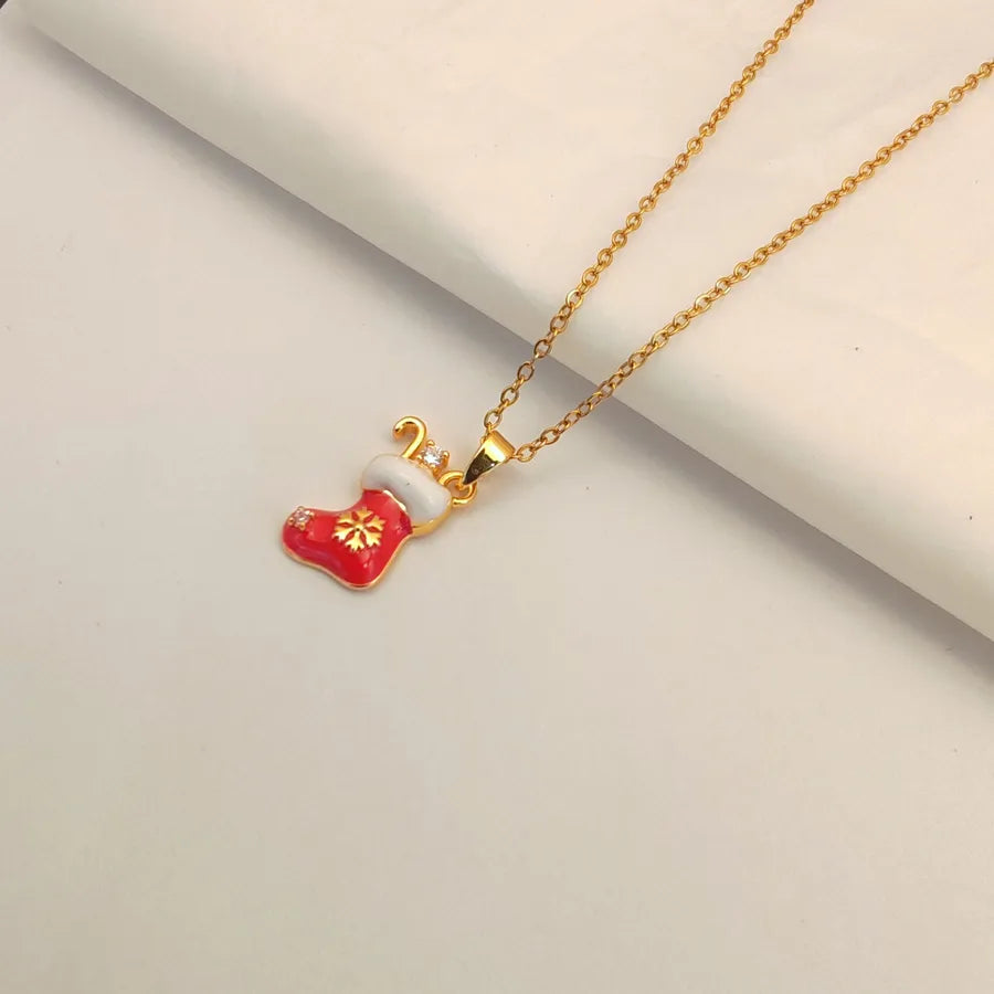 Titanium Steel Zirconia Pendant Necklace Women's Fashionable Versatile Micro-Set  Christmas Series