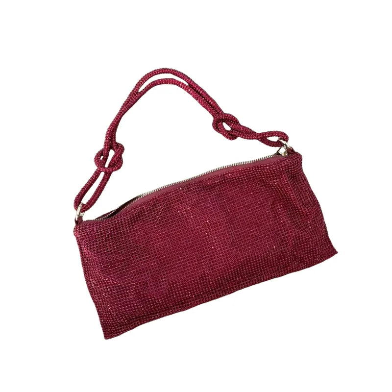 Silver Black Gold Pu Leather Solid Color Rhinestone Evening Bags