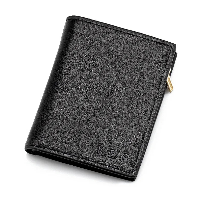 Men's Solid Color Pu Leather Black Flip Cover Wallets