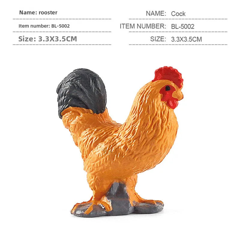 simulation mini farm poultry chicken duck goose cow gold small animal miniature model sand table ornaments wholesale
